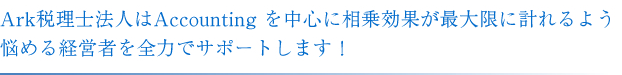 Ark税理士法人はAccountingを中心に相乗効果が最大限に計れるよう悩める経営者を全力でサポートします！